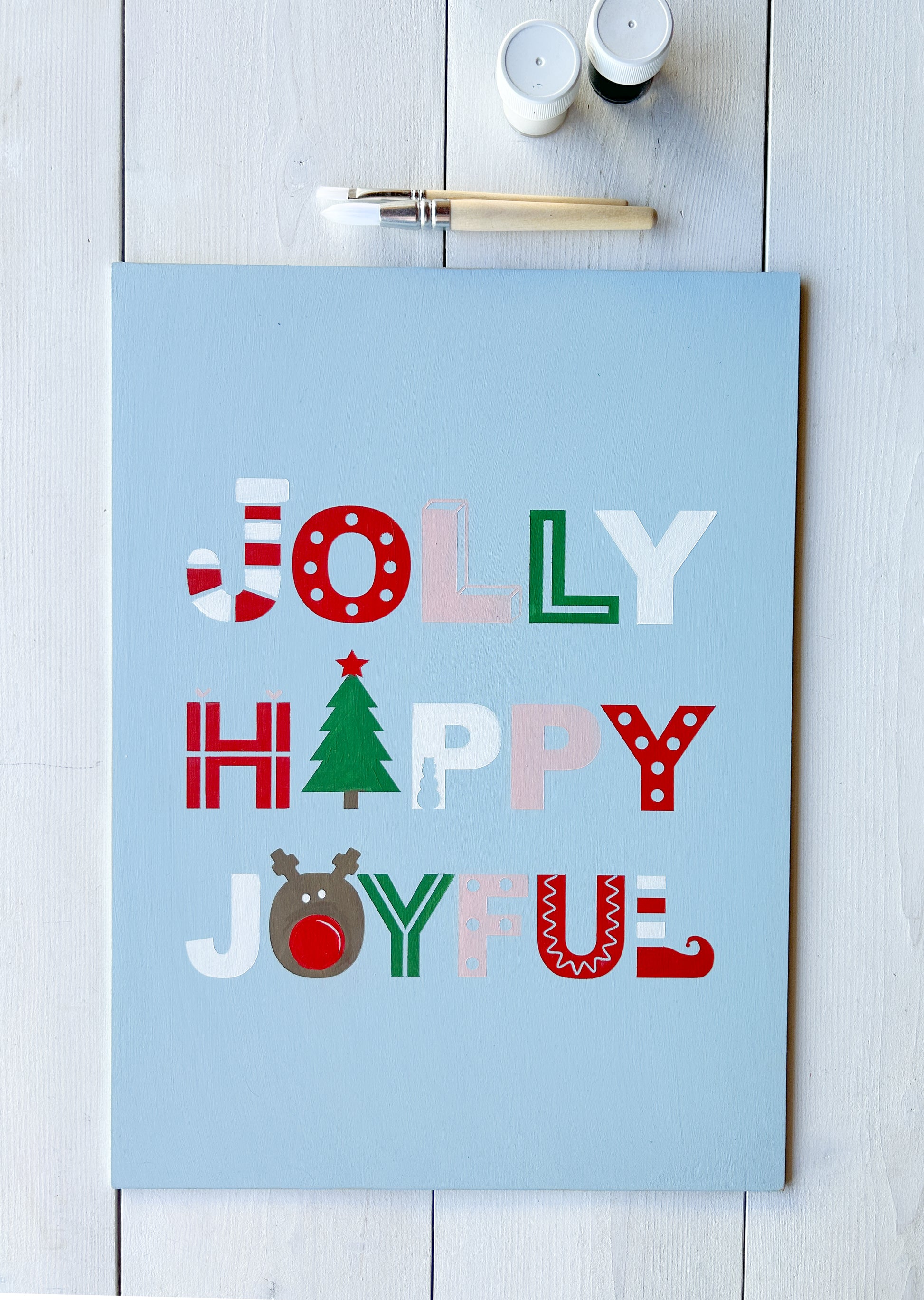 Jolly Happy Joyful Wood Sign Board | DIY Kit - Homeworks Etc ®