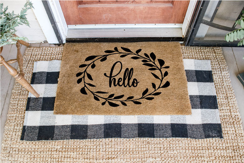 Hello Wreath DIY Doormat