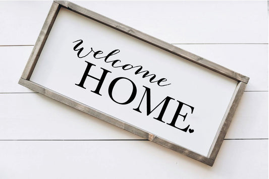 Welcome Home Framed Wood Sign | Gift