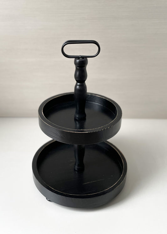 Two Tiered Round Tray | Black - Homeworks Etc ®