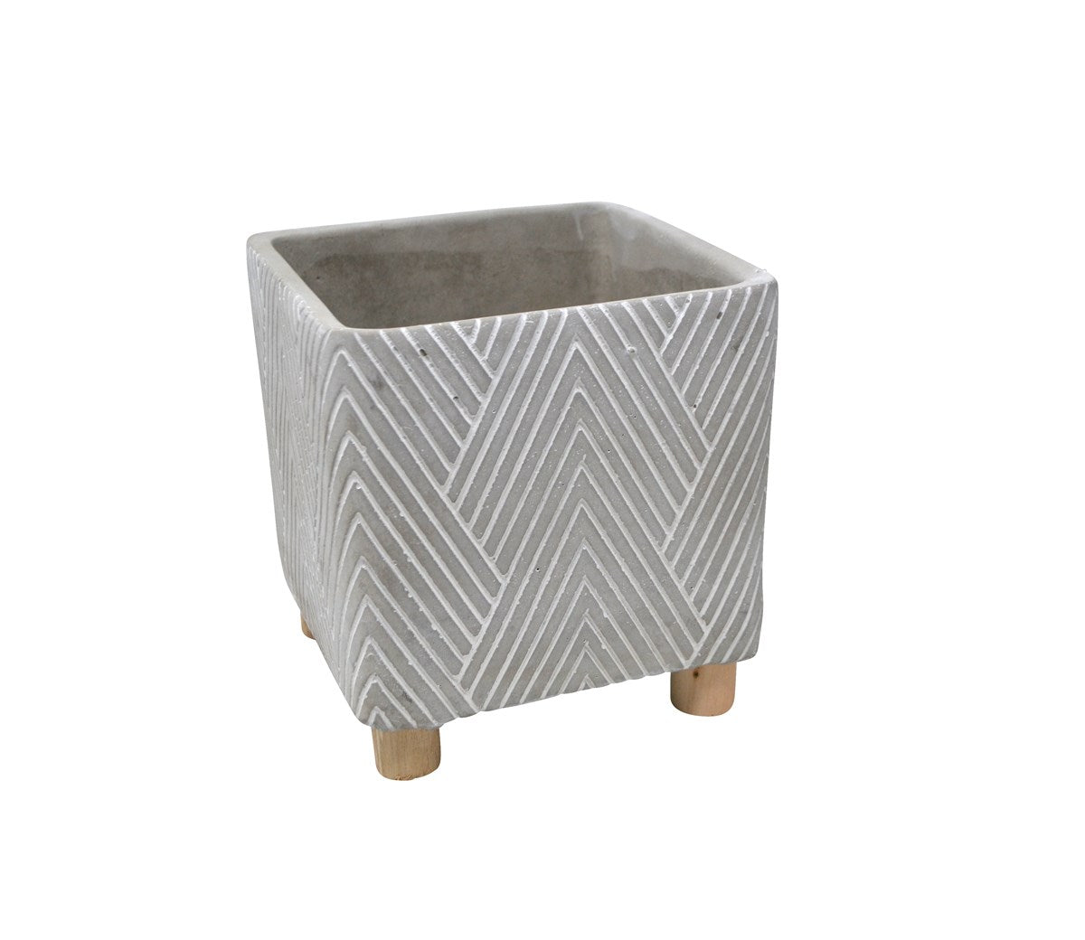 Chevron Concrete Square Vase - Homeworks Etc ®