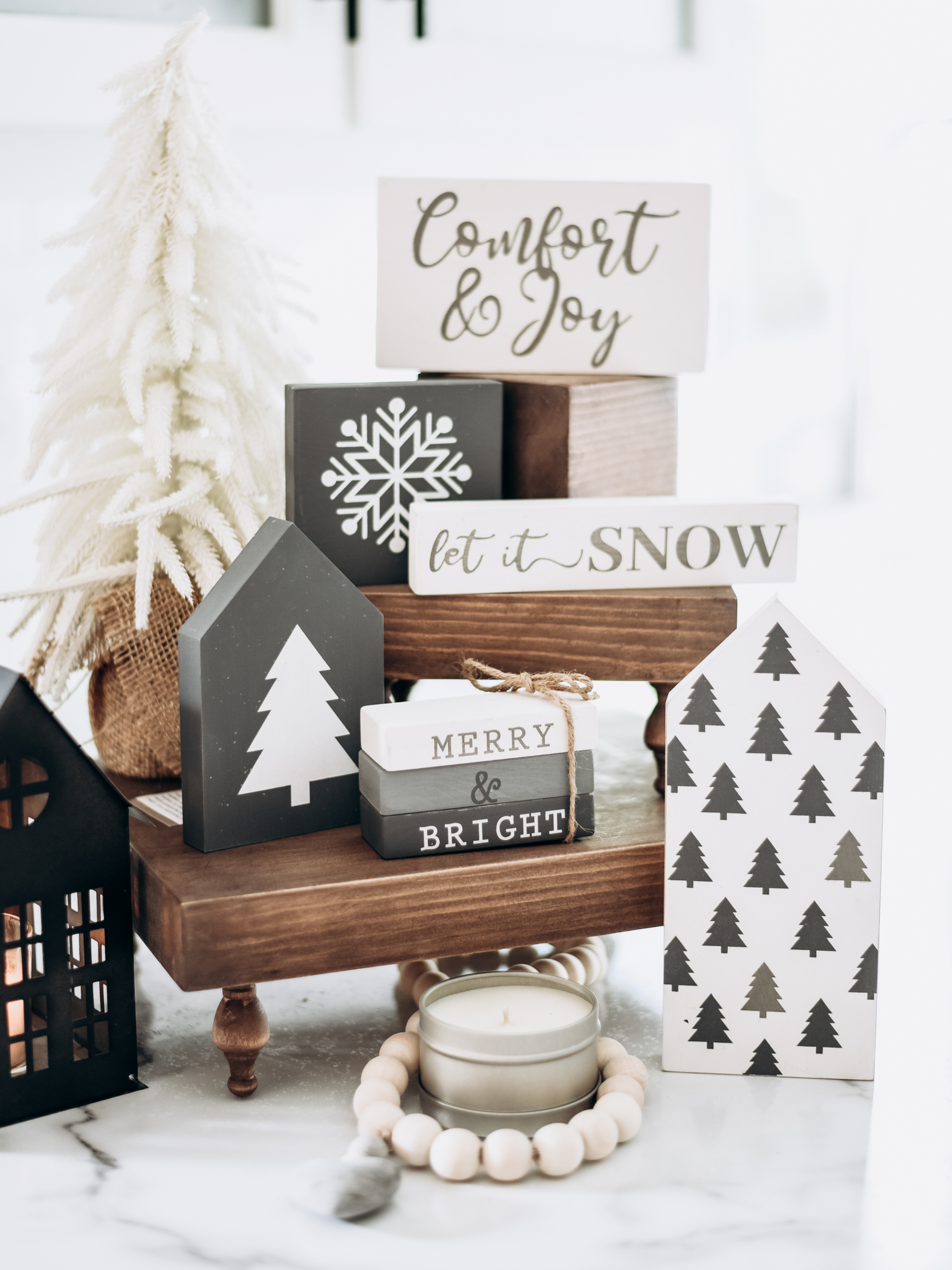 Winter Wonderland Themed Tiered Tray decor | DIY Kit - Homeworks Etc ®