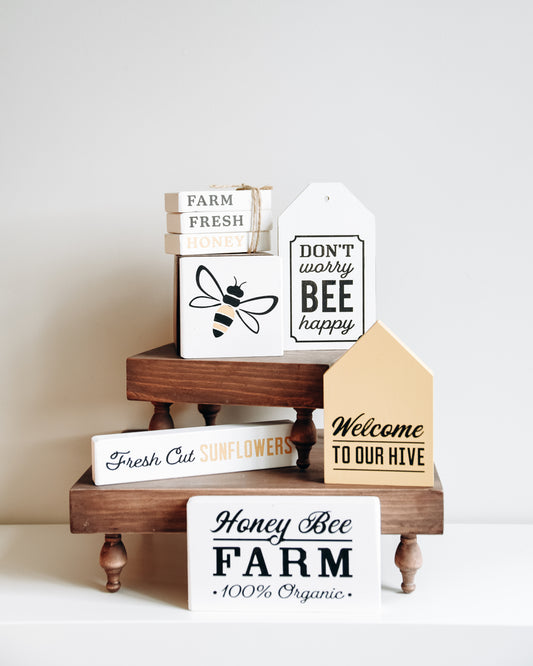 Honey bee & Sunflower Themed Tiered Tray Decor | DIY Kit - Homeworks Etc ®