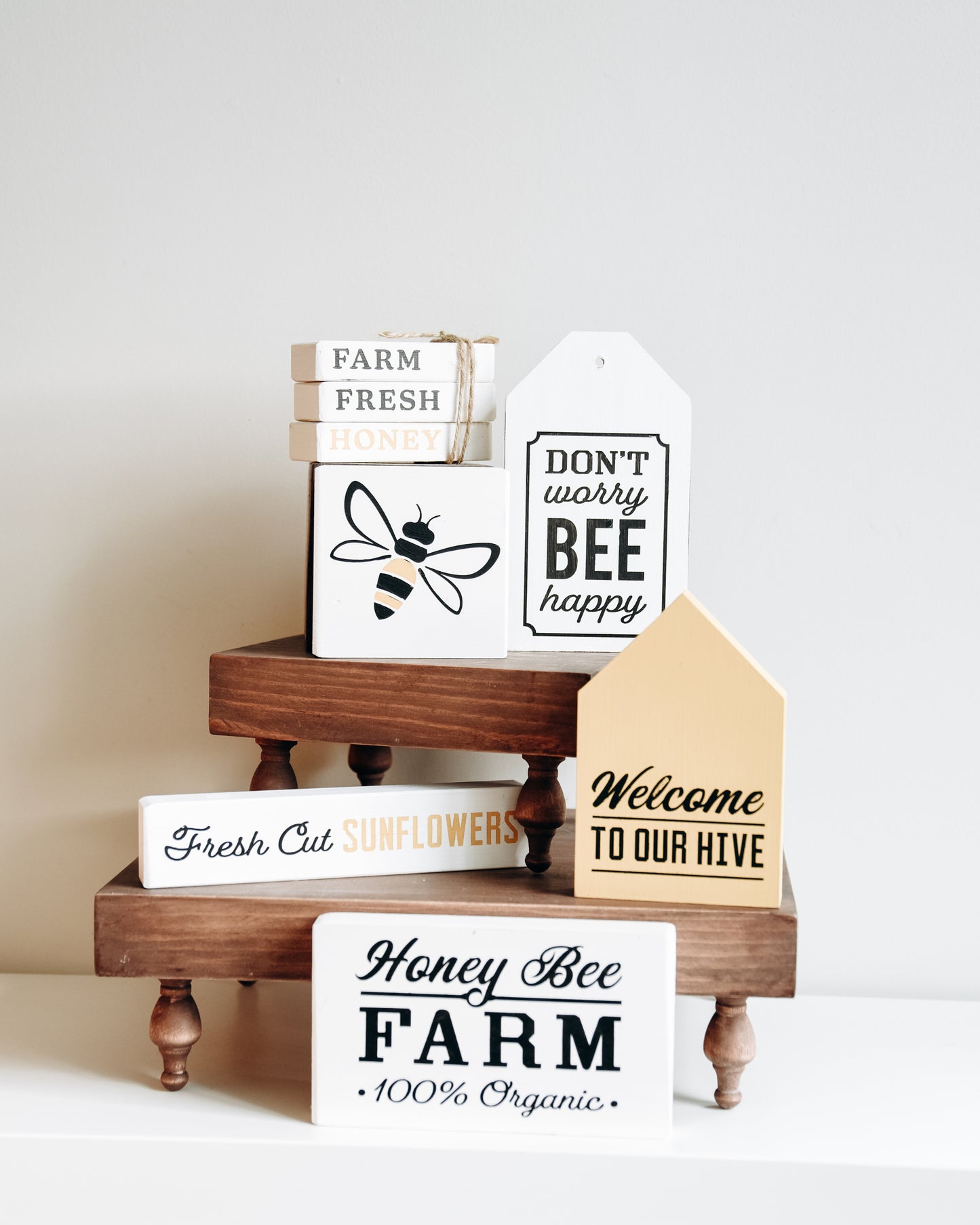 Honey bee & Sunflower Themed Tiered Tray Decor | DIY Kit - Homeworks Etc ®