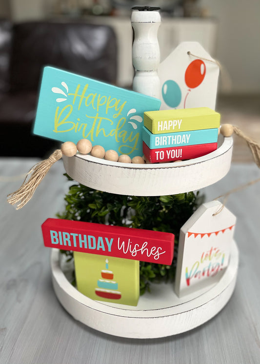 DIY BOLD Birthday Tiered Tray Decor | DIY Kit - Homeworks Etc ®