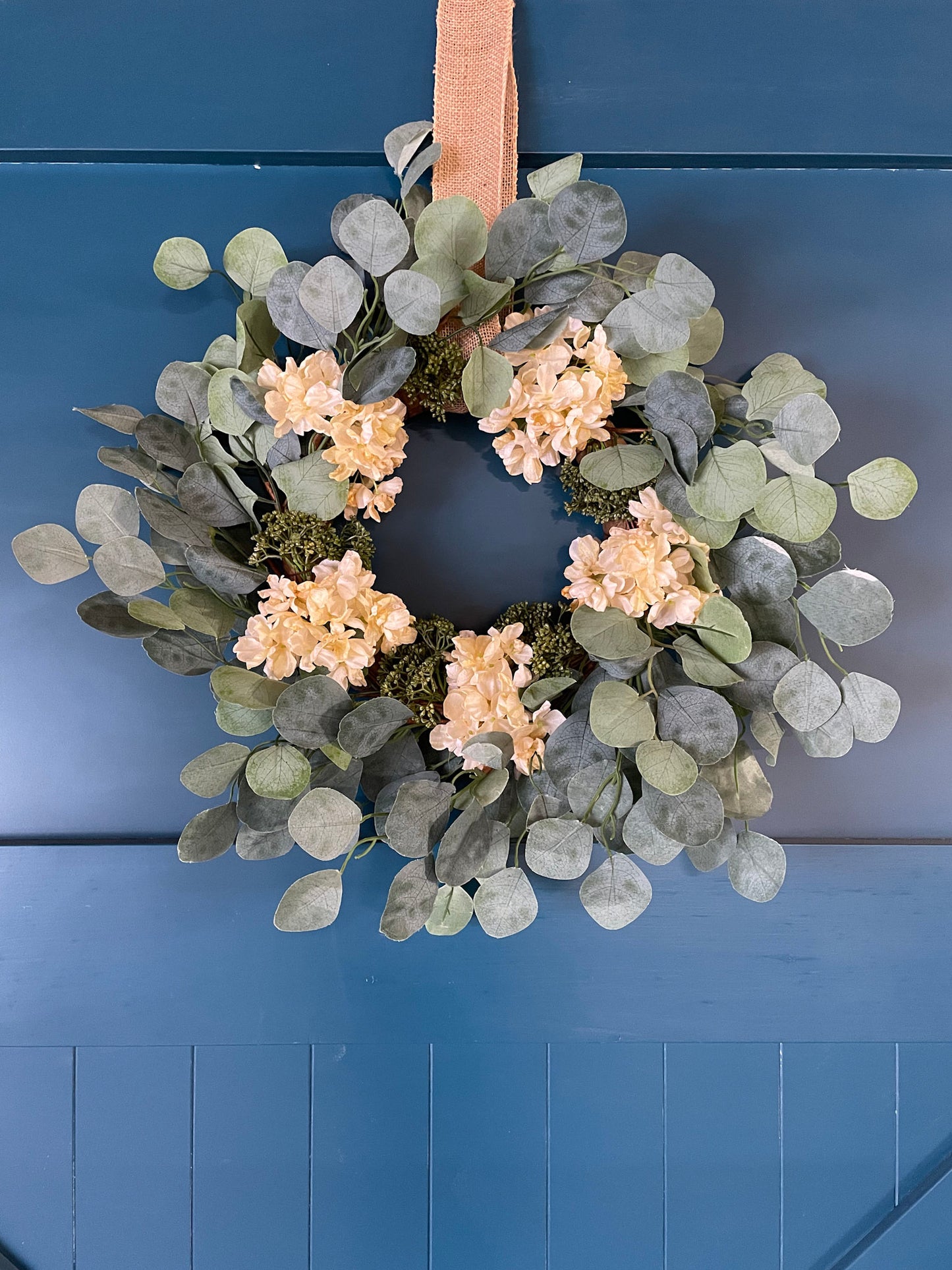 Eucalyptus and Hydrangea Wreath (19") - Homeworks Etc ®