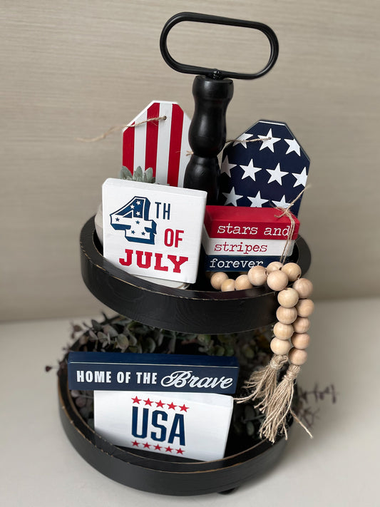 DIY Independence Day Tiered Tray decor | DIY Kit - Homeworks Etc ®