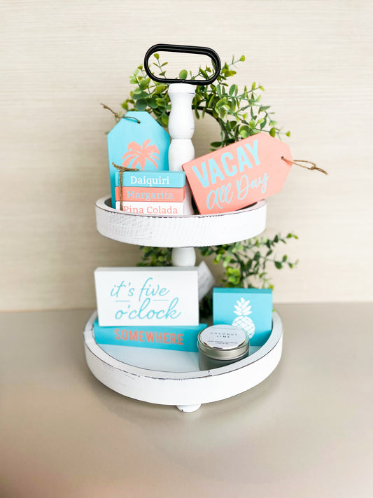 DIY Vacation Themed Tiered Tray decor | DIY Kit - Homeworks Etc ®