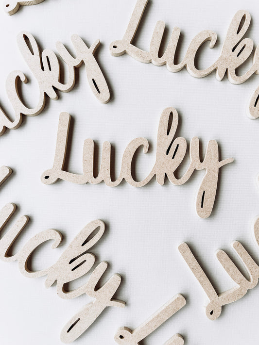 Lucky Wood Word Cut Out - Homeworks Etc ®