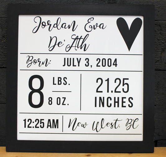 Birth Stat Sign | DIY Kit - Homeworks Etc ®