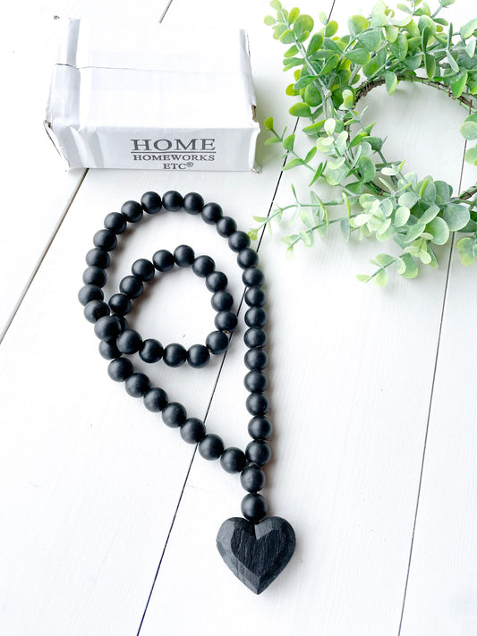 Bead Set with Heart | Black - Homeworks Etc ®