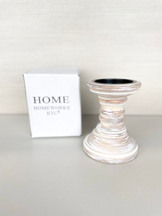 Farmhouse Candle Holder | White wash - Homeworks Etc ®