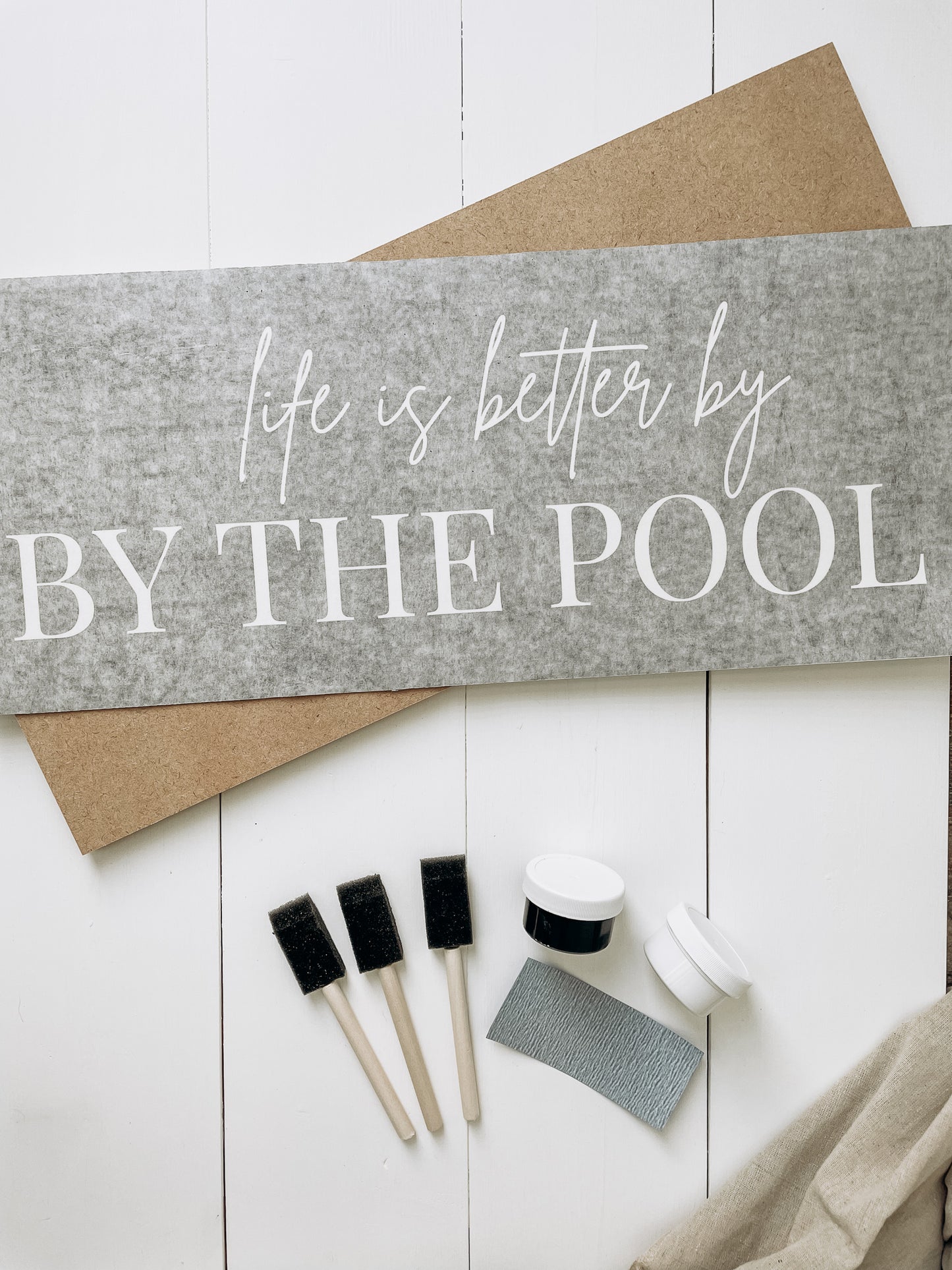 DIY Large Wood Sign "Life is Better By The Pool" Paint DIY Kit - Homeworks Etc ®