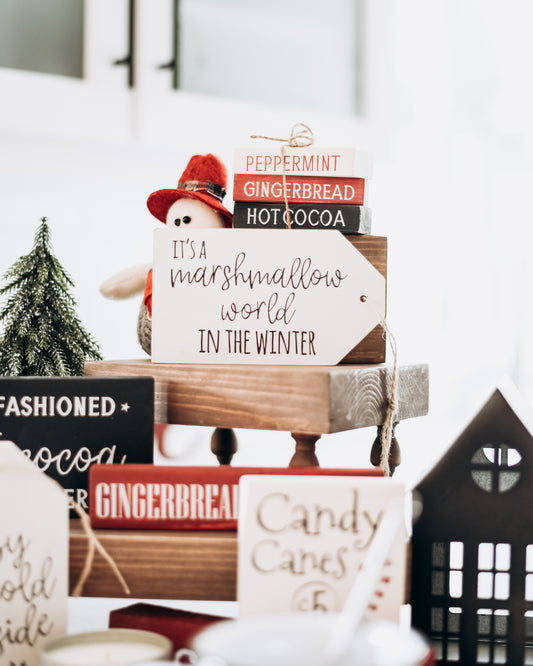 DIY Nostalgic Hot Cocoa Christmas Tiered Tray decor | DIY Kit - Homeworks Etc ®