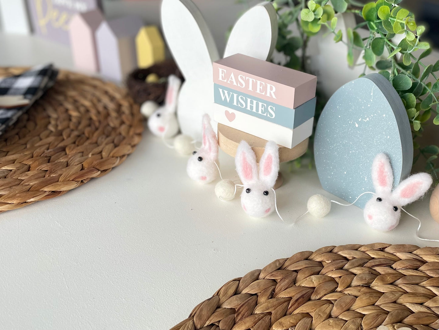 White Easter Bunny Felt Garland - Homeworks Etc ®