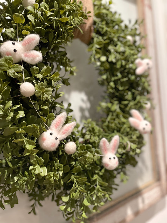 White Easter Bunny Felt Garland - Homeworks Etc ®