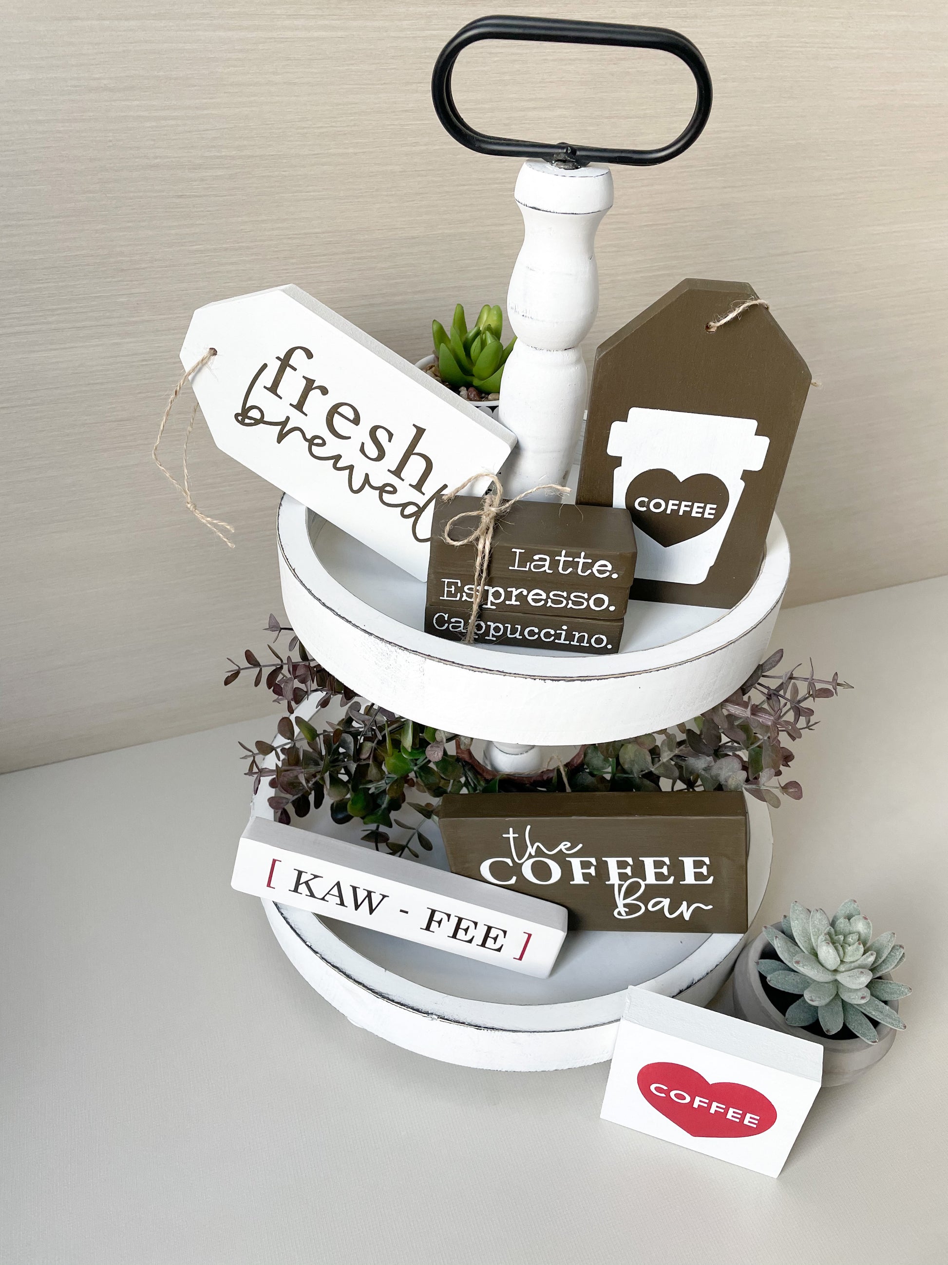 DIY Coffee Themed Tiered Tray decor | DIY Kit - Homeworks Etc ®