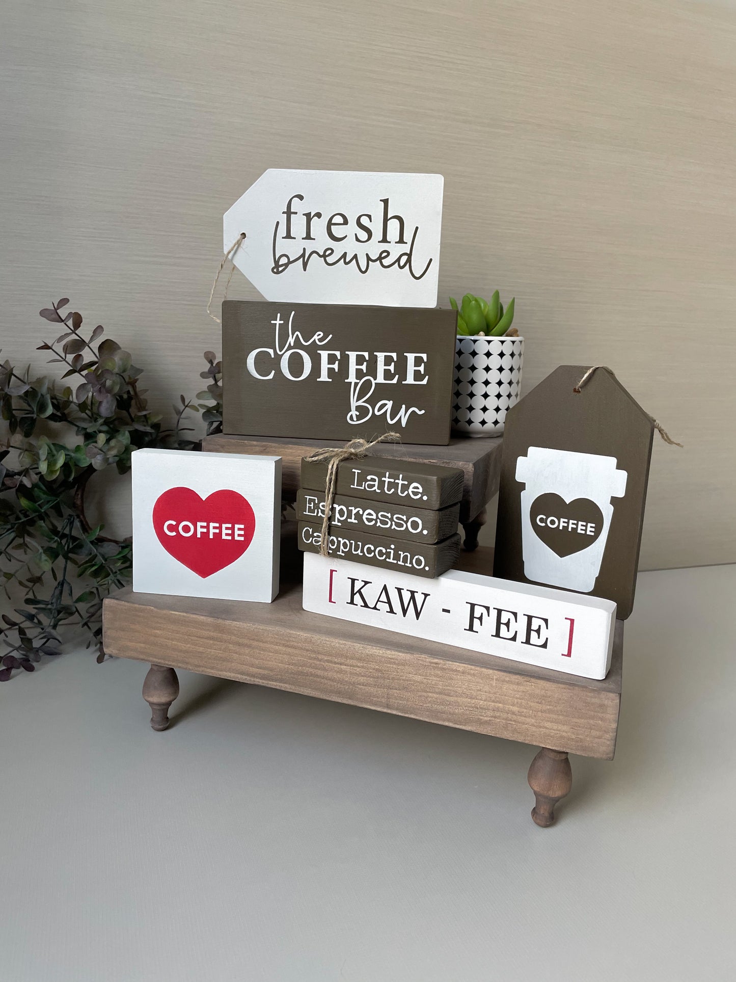 DIY Coffee Themed Tiered Tray decor | DIY Kit - Homeworks Etc ®