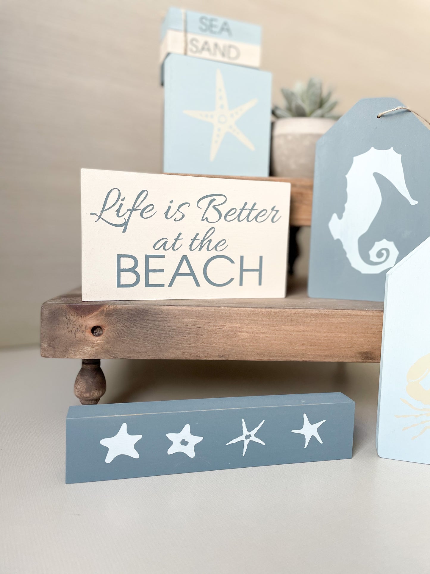 DIY Beach Themed Tiered Tray decor | DIY Kit - Homeworks Etc ®