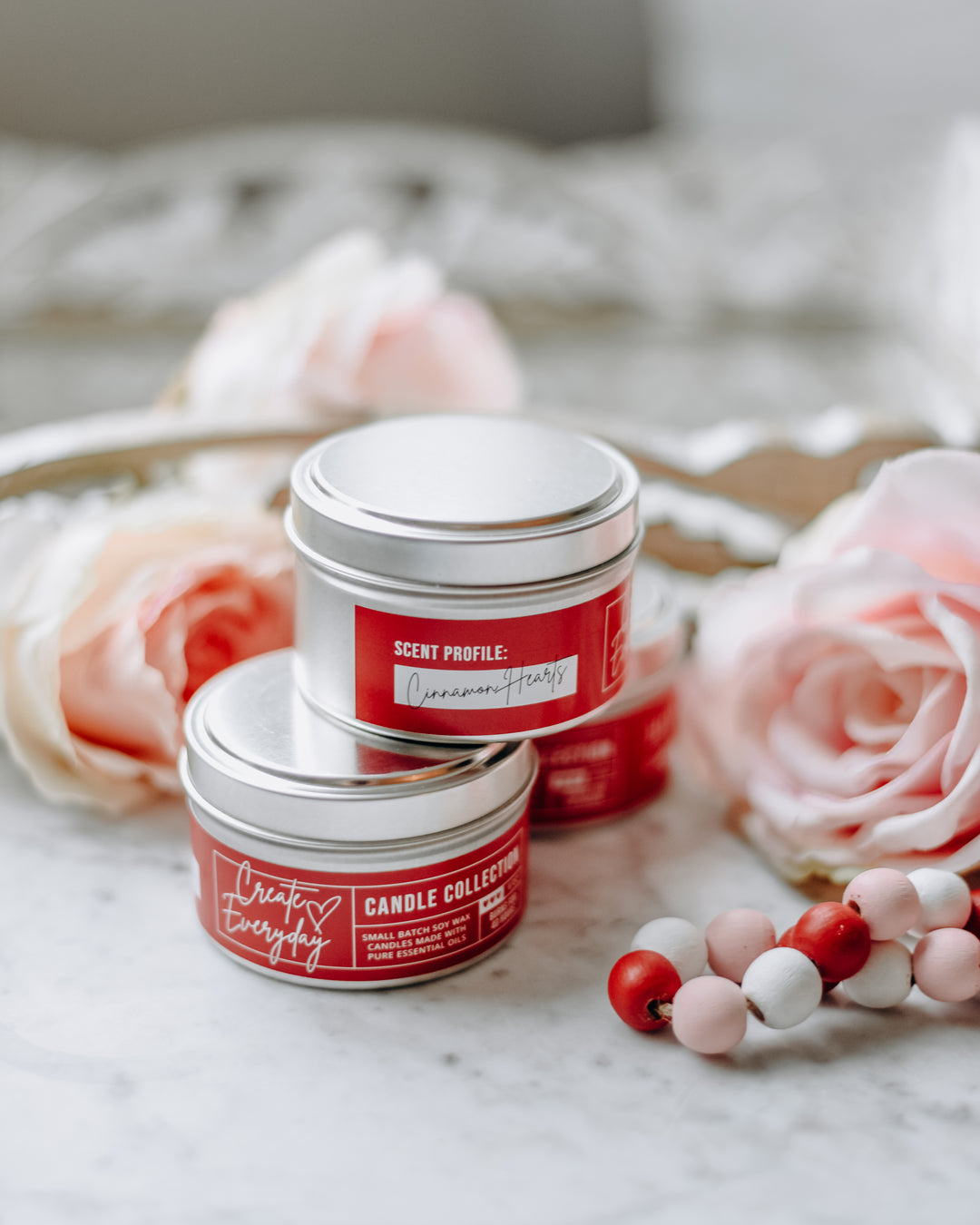 Cinnamon Hearts Tin Soy Candle | Create Everyday Candle Collection - Homeworks Etc ®