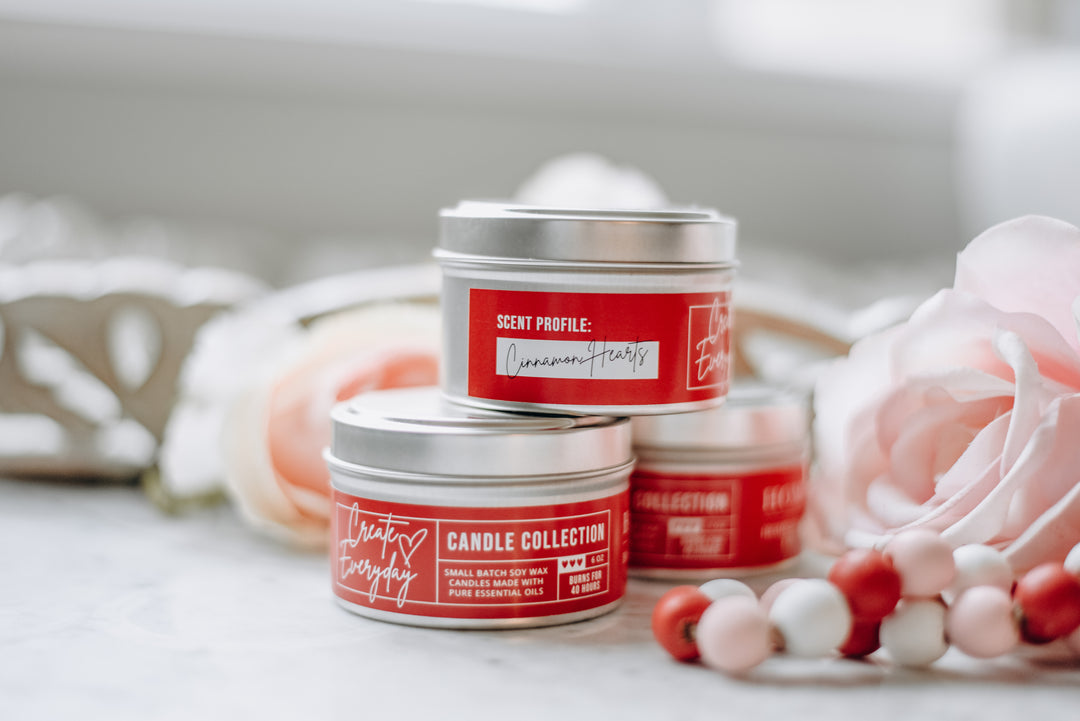 Cinnamon Hearts Tin Soy Candle | Create Everyday Candle Collection - Homeworks Etc ®
