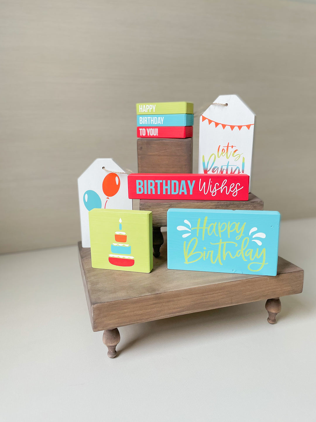 DIY BOLD Birthday Tiered Tray Decor | DIY Kit - Homeworks Etc ®