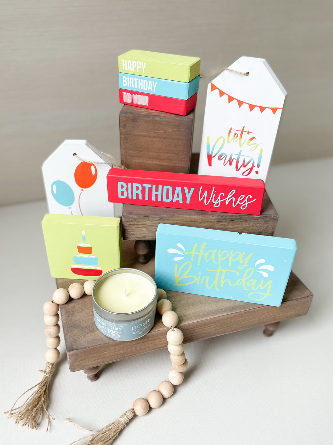 DIY BOLD Birthday Tiered Tray Decor | DIY Kit - Homeworks Etc ®