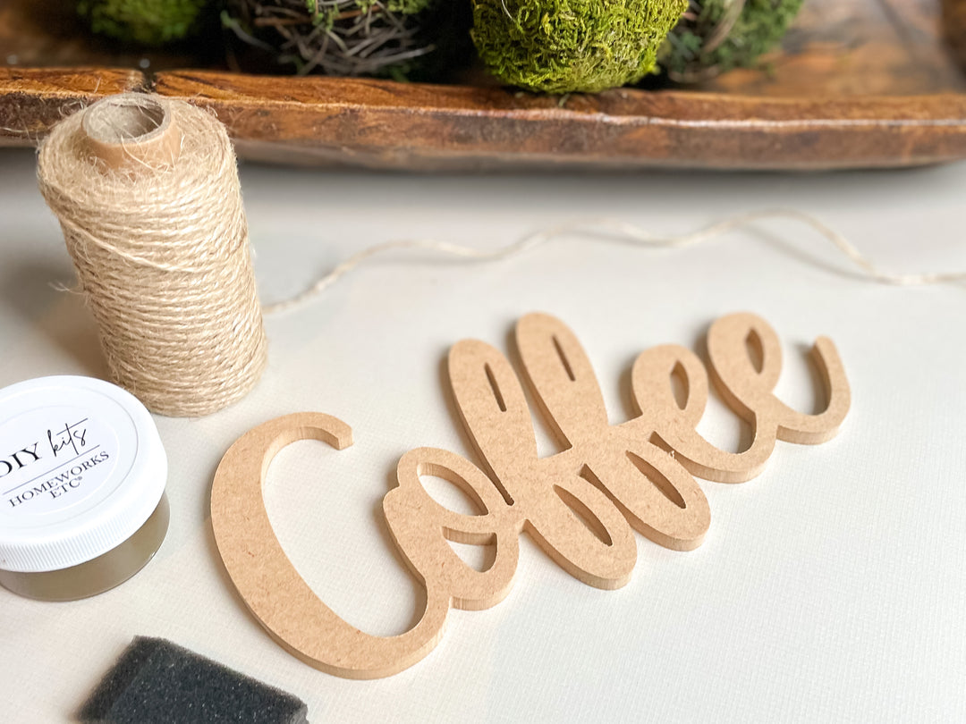 Coffee Wood Word Cut Out - Homeworks Etc ®